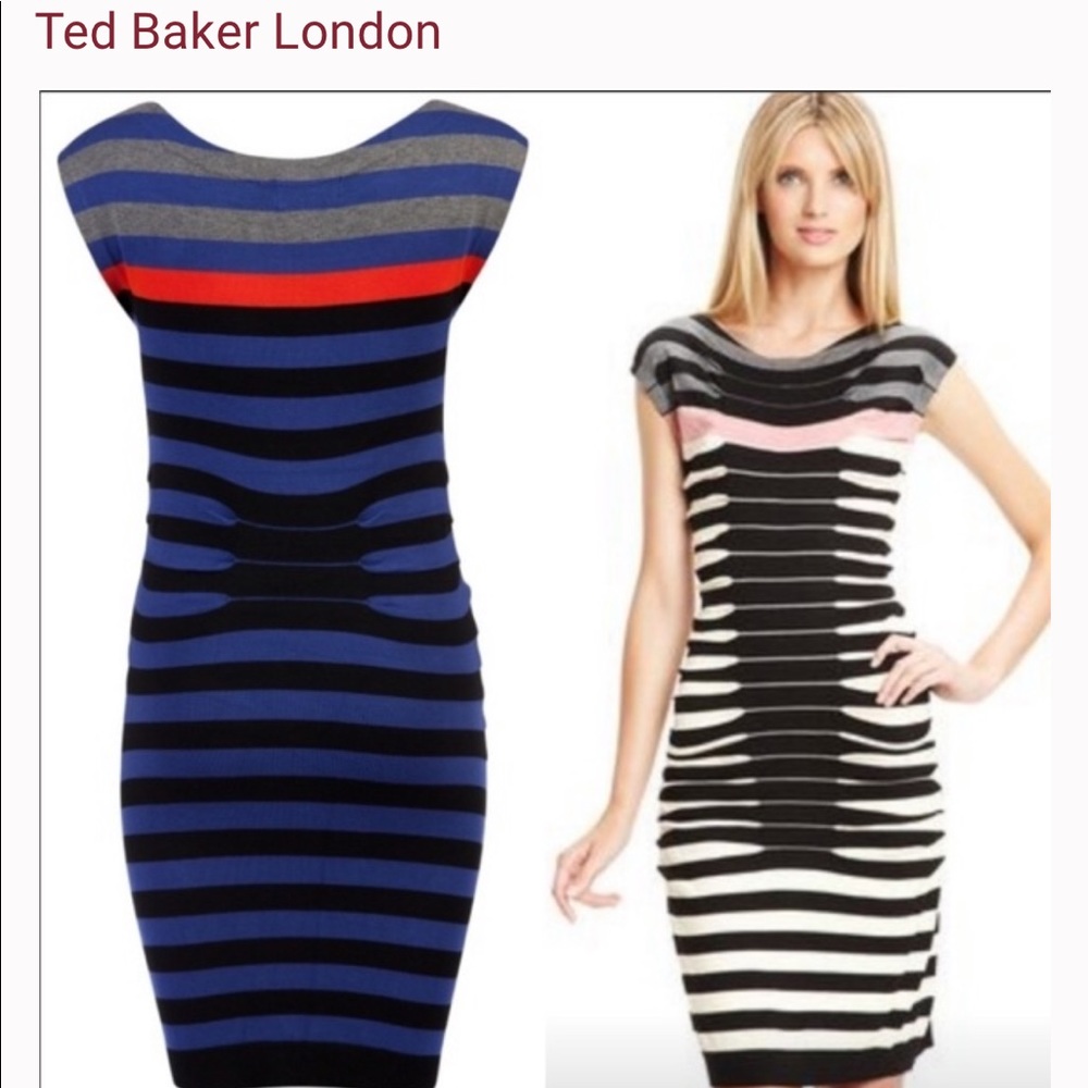 Ted Baker Kitey Striped Knit Bodycon Sweater dress. Size 1/US size 0-2